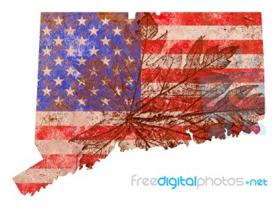 Connecticut State Map Flag Pattern Stock Image