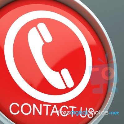 Contact Us Button Shows Helpdesk Stock Image