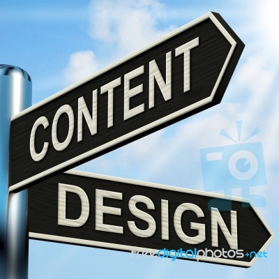 Content Design Signpost Means Message And Graphics Stock Image