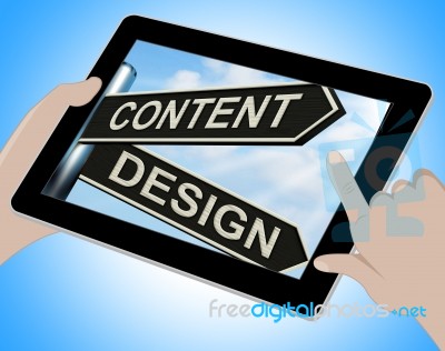 Content Design Tablet Means Message And Graphics Stock Image