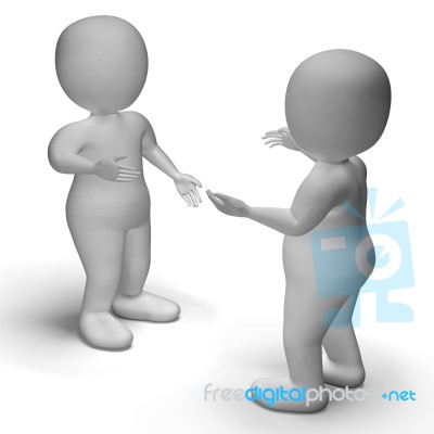 Conversation Between Two 3d Characters Shows Communication Stock Image