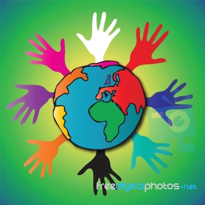 Cooperate Hands Around The World Stock Image