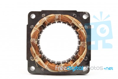 Copper Coil Of Electrical Motor Stock Photo