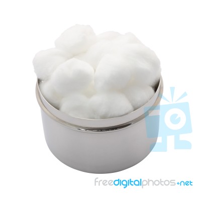 Cotton Wool Container On White Background Stock Photo