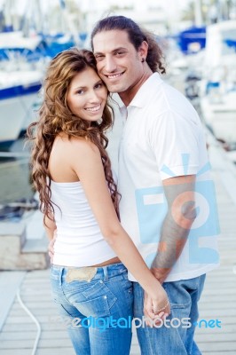Couple Smiling Together Stock Photo