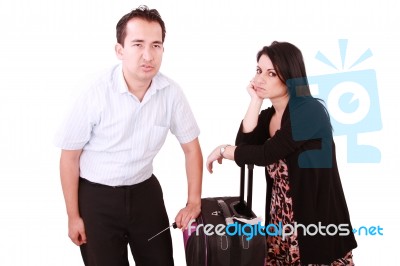 Couple Waiting For A Flight Stock Photo