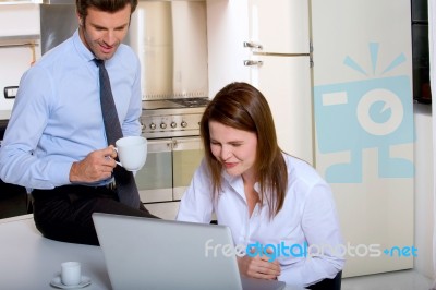 Couple Working In Computer Stock Photo