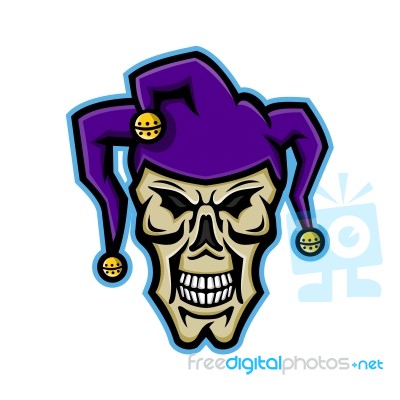 Court Jester Skull Mascot Stock Image