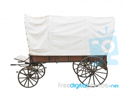 Covered Wagon On White Stock Photo