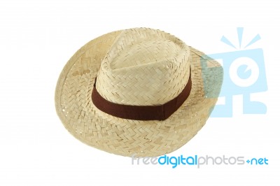 Craft Hat Brown Line On White Background Stock Photo