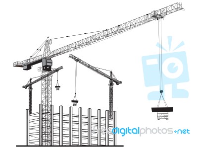 Cranes On Building Construction Stock Image