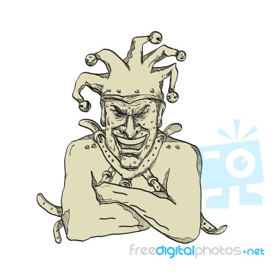 Crazy Court Jester Straitjacket Drawing Stock Image