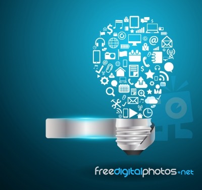 Creative Light Bulb Idea With Social Media Application Icons Stock Image