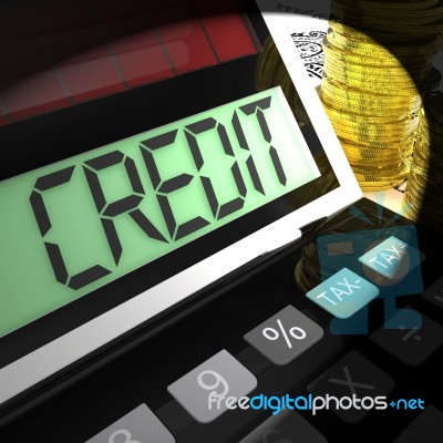 Credit Calculated Shows Financing Borrowing Or Loan Stock Image