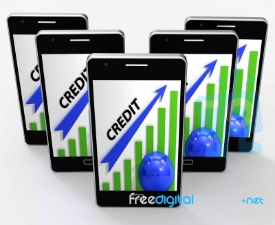 Credit Graph Phone Means Financing Lending And Repayments Stock Image
