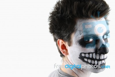 Creepy Skeleton Guy (carnival Face Painting) Stock Photo