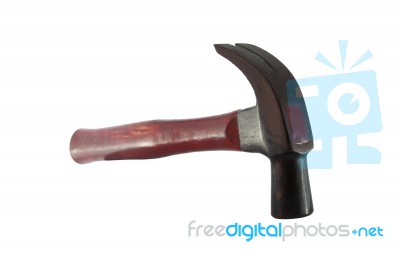 Crimson Hammer Focus From Head On White Background Stock Photo