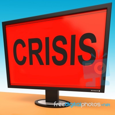 Crisis Monitor Means Calamity Trouble Or Critical Situation Stock Image