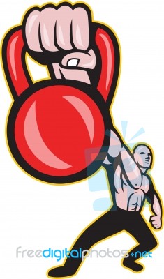 Crossfit Training Lifting Kettlebell Front Stock Image
