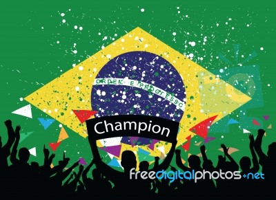 Crowd Cheer Brazil Stock Image
