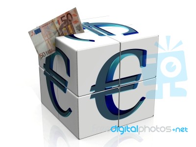 Cube With Euro Symbol Stock Image