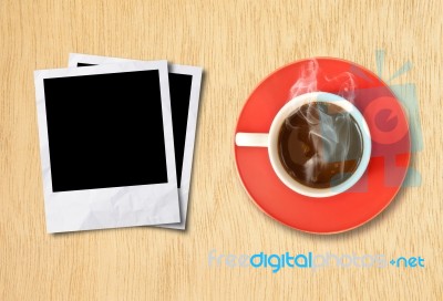 Cup Coffee And Photo Frame Stock Photo