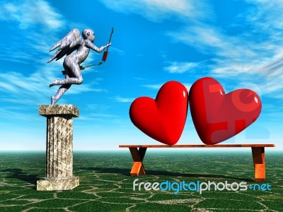 Cupid And Hearts Stock Image