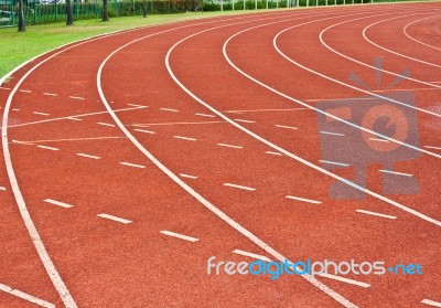 Curve Of A Running Track Stock Photo