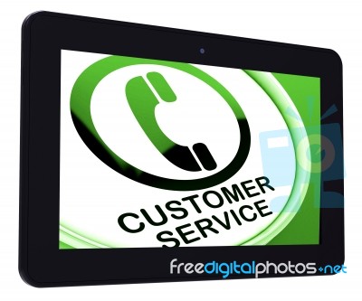 Customer Service  Tablet Means Call For Help Stock Image