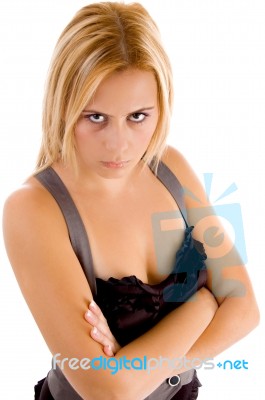 Cute Woman With Folded Hands Stock Photo