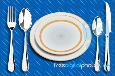 Cutlery And Plates Stock Image