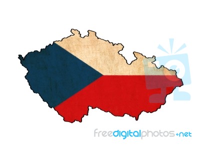 Czech Republic Map On  Flag Drawing ,grunge And Retro Flag Serie… Stock Image