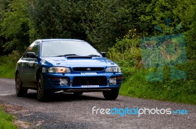 D. Creedon Driving Subaru Impreza Stock Photo