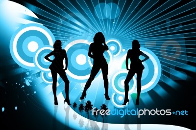 Dancing Girls In Abstract Background Stock Image
