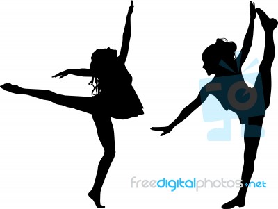 Dancing Silhouettes Children Stock Image