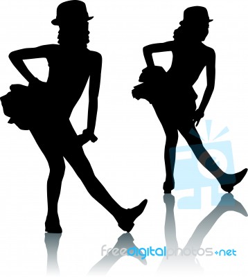 Dancing Silhouettes Children Stock Image