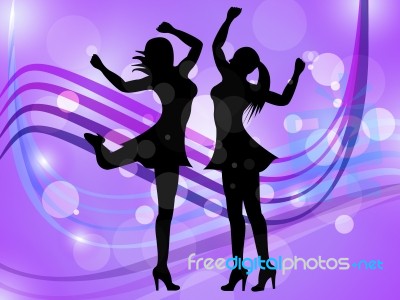Dancing Women Represents Disco Music And Adult Stock Image