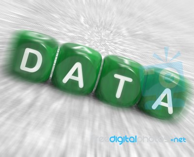 Data Dice Displays Info Statistics And Backup Stock Image