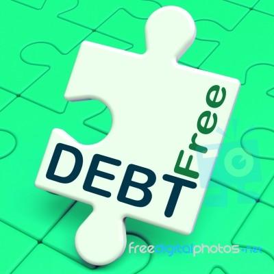 Debt Free Puzzle Means Financial Freedom And No Liability Stock Image