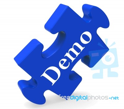 Demo Puzzle Shows Product Demonstration Trial Or Version Stock Image