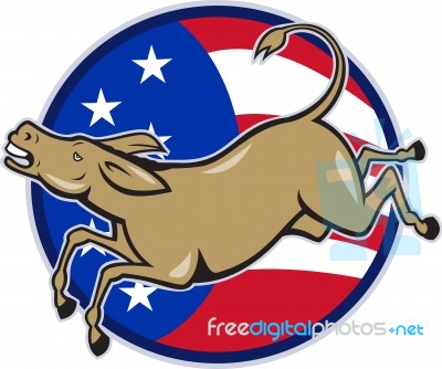Democrat Donkey Mascot American Flag Stock Image