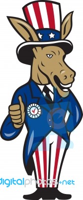 Democrat Donkey Mascot Thumbs Up Flag Stock Image