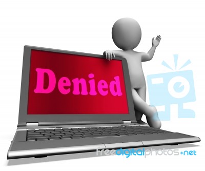 Denied Laptop Showing Rejection Deny Decline Or Refusals Stock Image