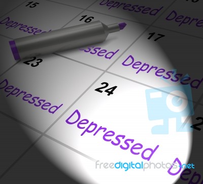 Depressed Calendar Displays Discouraged Despondent Or Mentally I… Stock Image