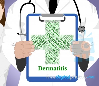 Dermatitis Word Shows Poor Health And Afflictions Stock Image