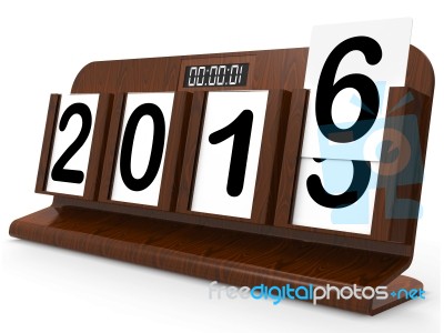 Desk Calendar Represents Year Two Thousand Sixteen Stock Image