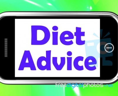 Diet Advice On Phone Shows Weightloss Knowledge Stock Image