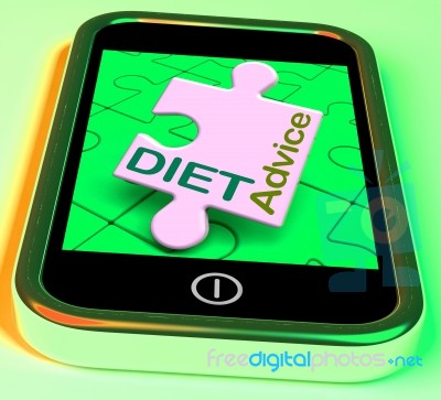 Diet Advice On Smartphone Shows Healthy Diets Online Stock Image