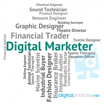 Digital Marketer Shows High Tec And Advertisers Stock Image