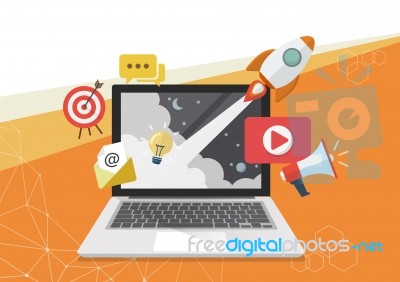 Digital Marketing Concept Poster Design Stock Image